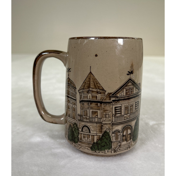 Vintage Otagiri? Mug Made In Japan Victorian Street Scene Row Houses 5" Charity - Picture 3 of 9